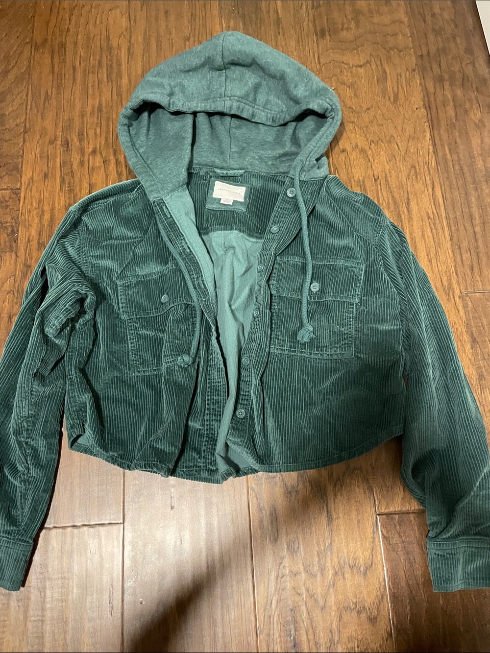 American Eagle Outfitters Corduroy Hooded Jacket - Teal Green